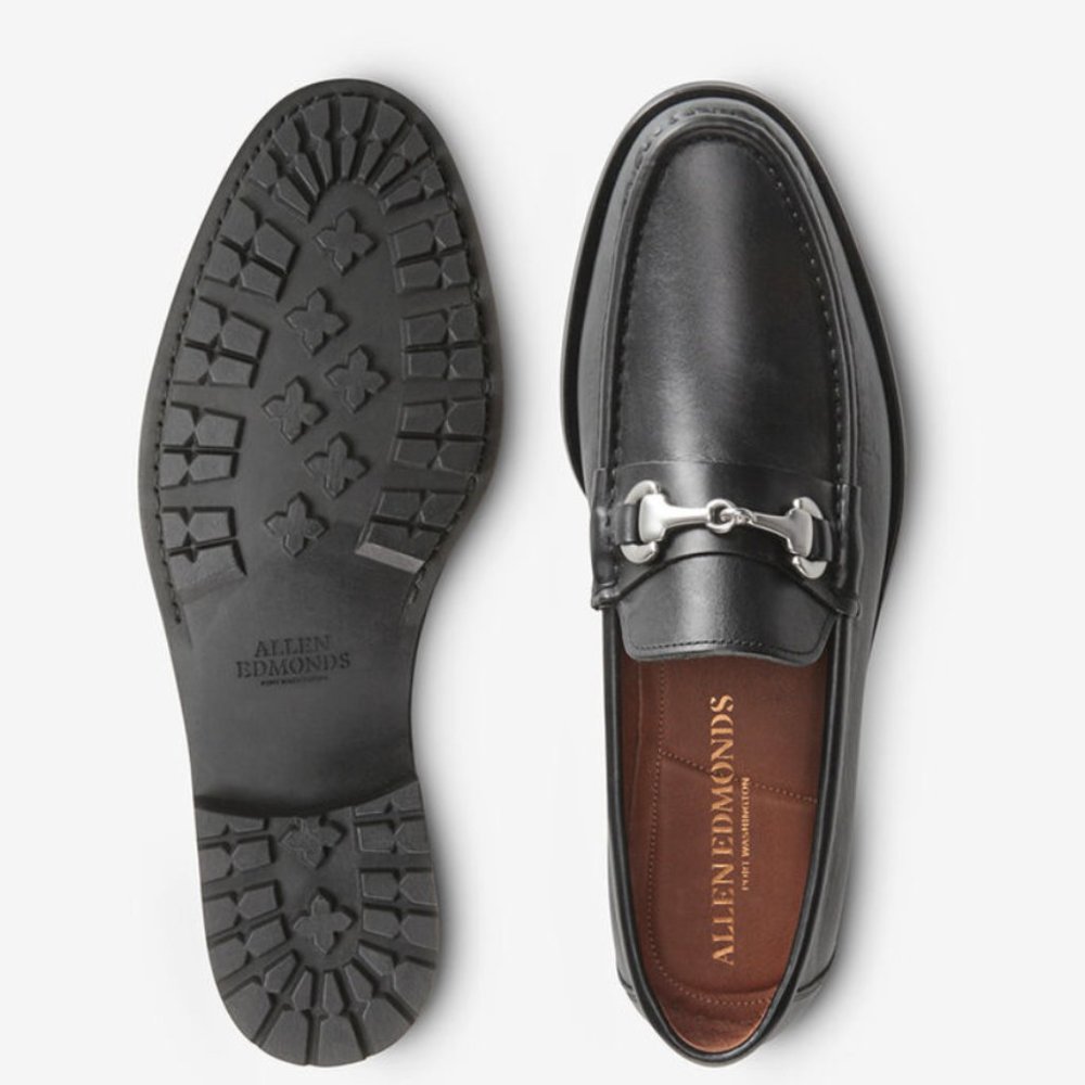 USED Allen Edmonds Arezzo Horsebit Lug Sole Loafers Size 9 D Black Leather